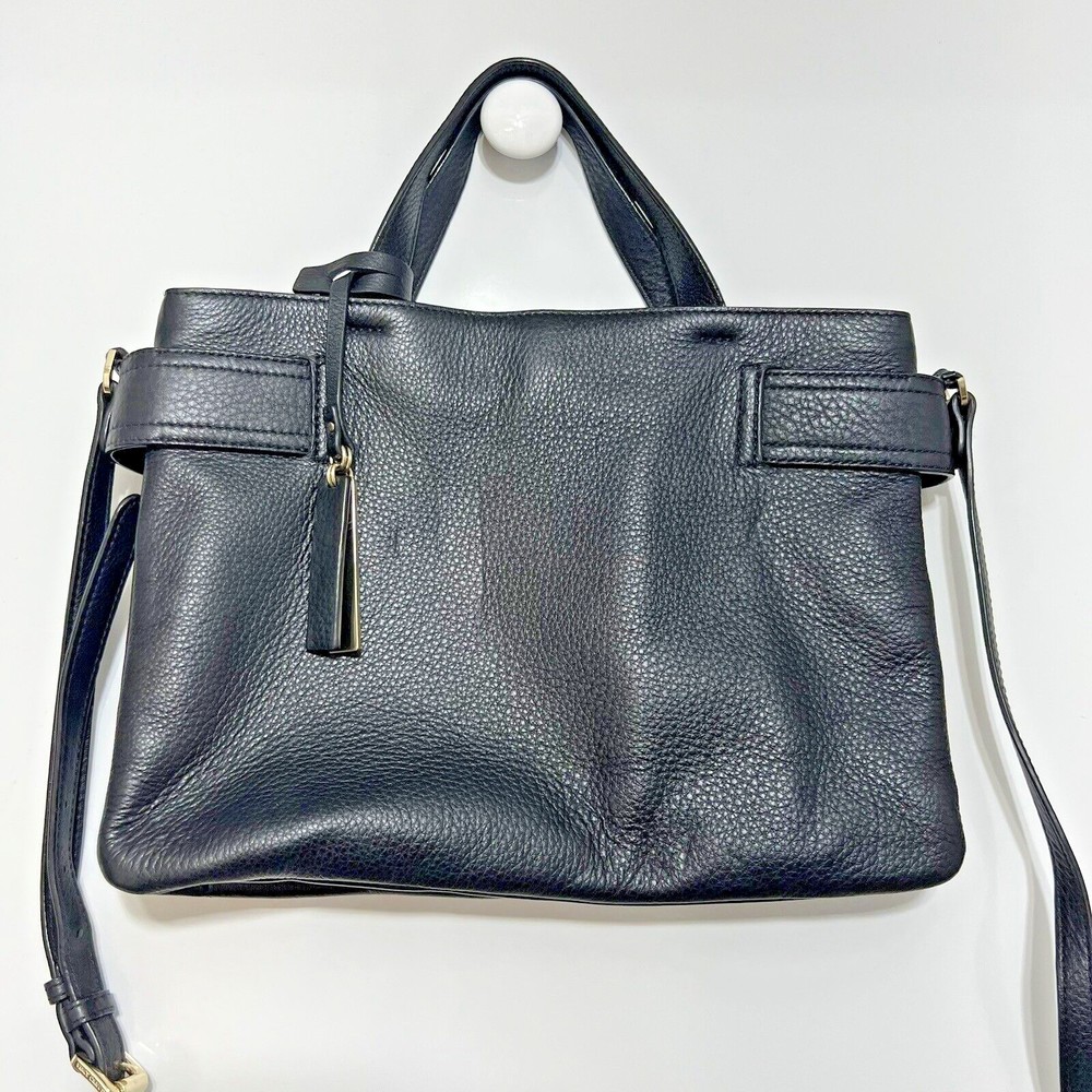 Vince Camuto Lea Leather Satchel Handbag Top Handle Pebble Zip Crossbody